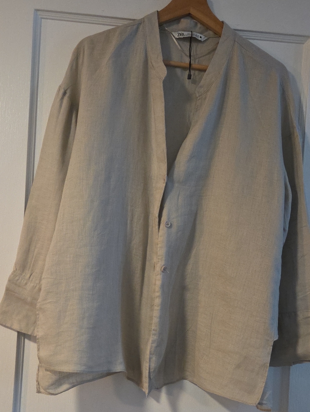 Zara Light Beige Linen Shirt Jacket
